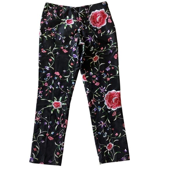 VTG Fiori Di Zucca Silk Embroidered Pants - Medium Italian Floral Y2K Castlecore - Picture 3 of 14